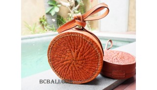 circle full leather sling bags large size handmade